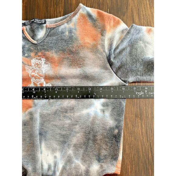 Rock & Rose Couture Rust Tie Dye Colored Womans Small Long Sleeve Crop Top - Picture 6 of 8